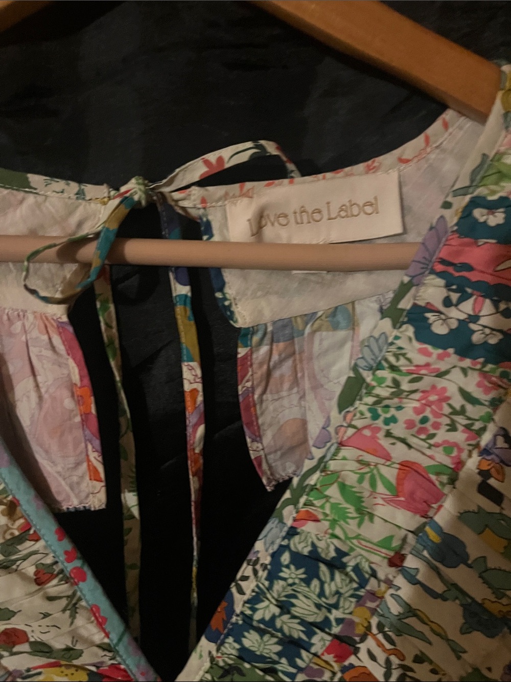 LOVE THE LABEL Patchwork Floral Ruffle Mini Dress - Multicolor Boho - Picture 3 of 7